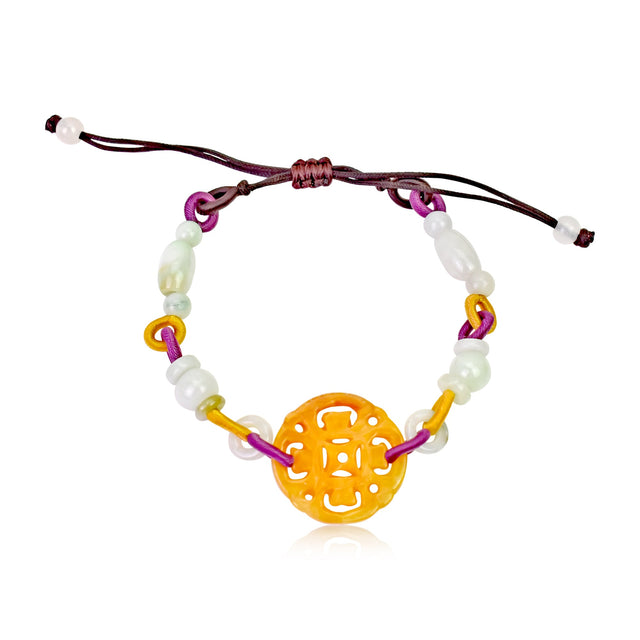 Elegant Coin Bracelet a Yellow Jade Bracelet for Women for Valentine’s Day or Birthday Celebrations