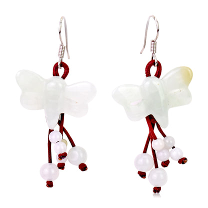 Elegant Jade Dragonfly Earrings Unique Birthday Gift for Women Who Love Meaningful Jewelry