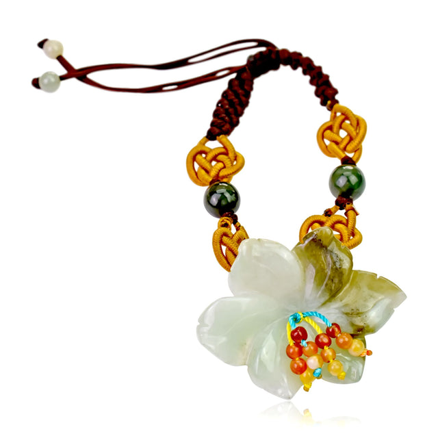 Elegant Women Flower Bracelet with Wild Petunia Jade Jewelry Gift for Birthdays or Holidays
