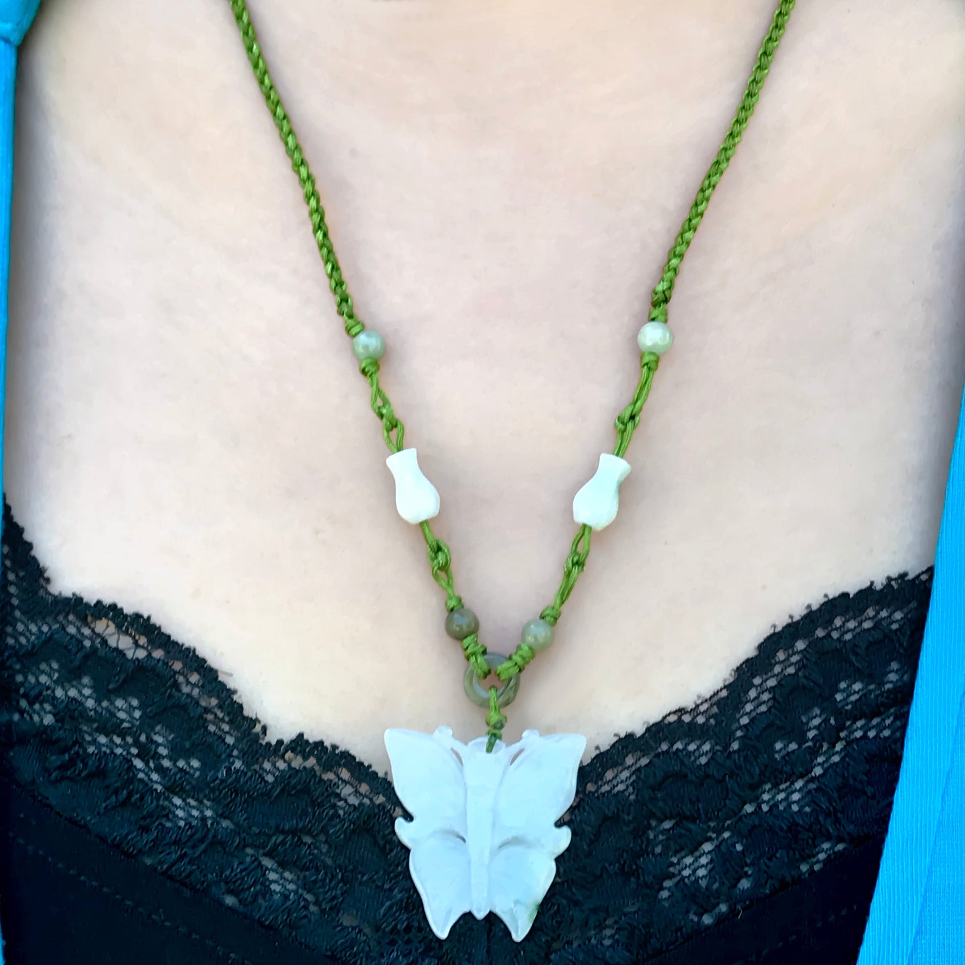 Elegant butterfly jewelry for women—jade butterfly necklaces, perfect for birthdays or any heartfelt occasion