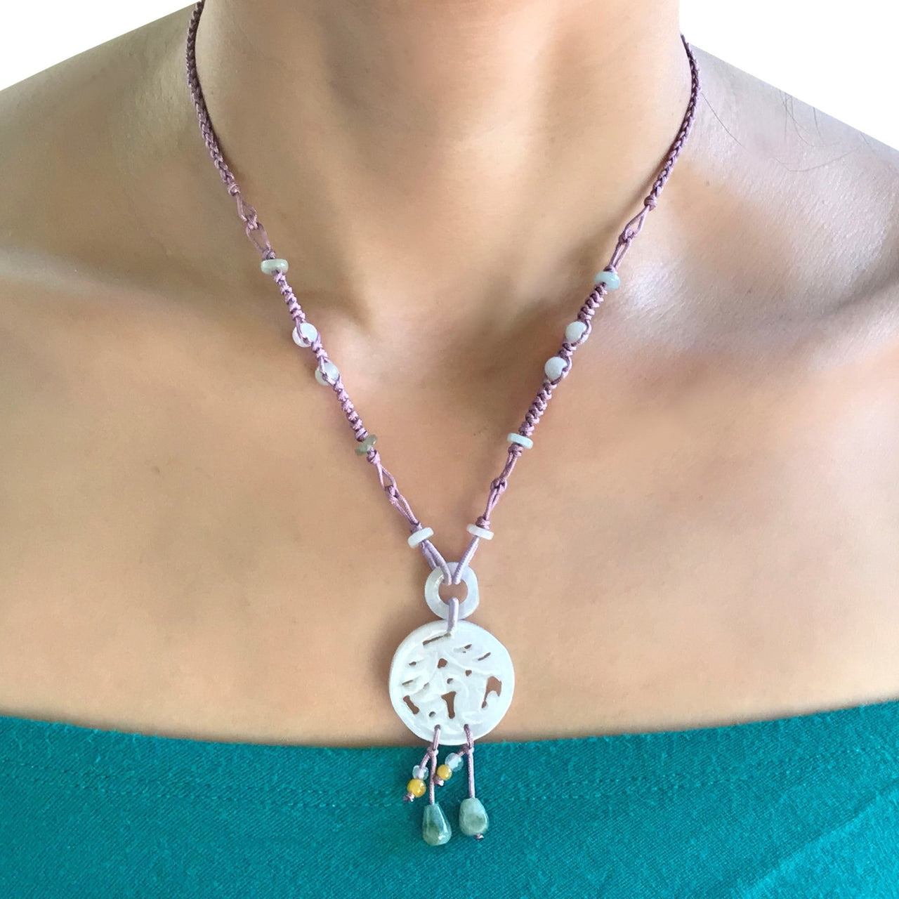 Elegant jade pendant with Chinese character for women meaningful birthday gift