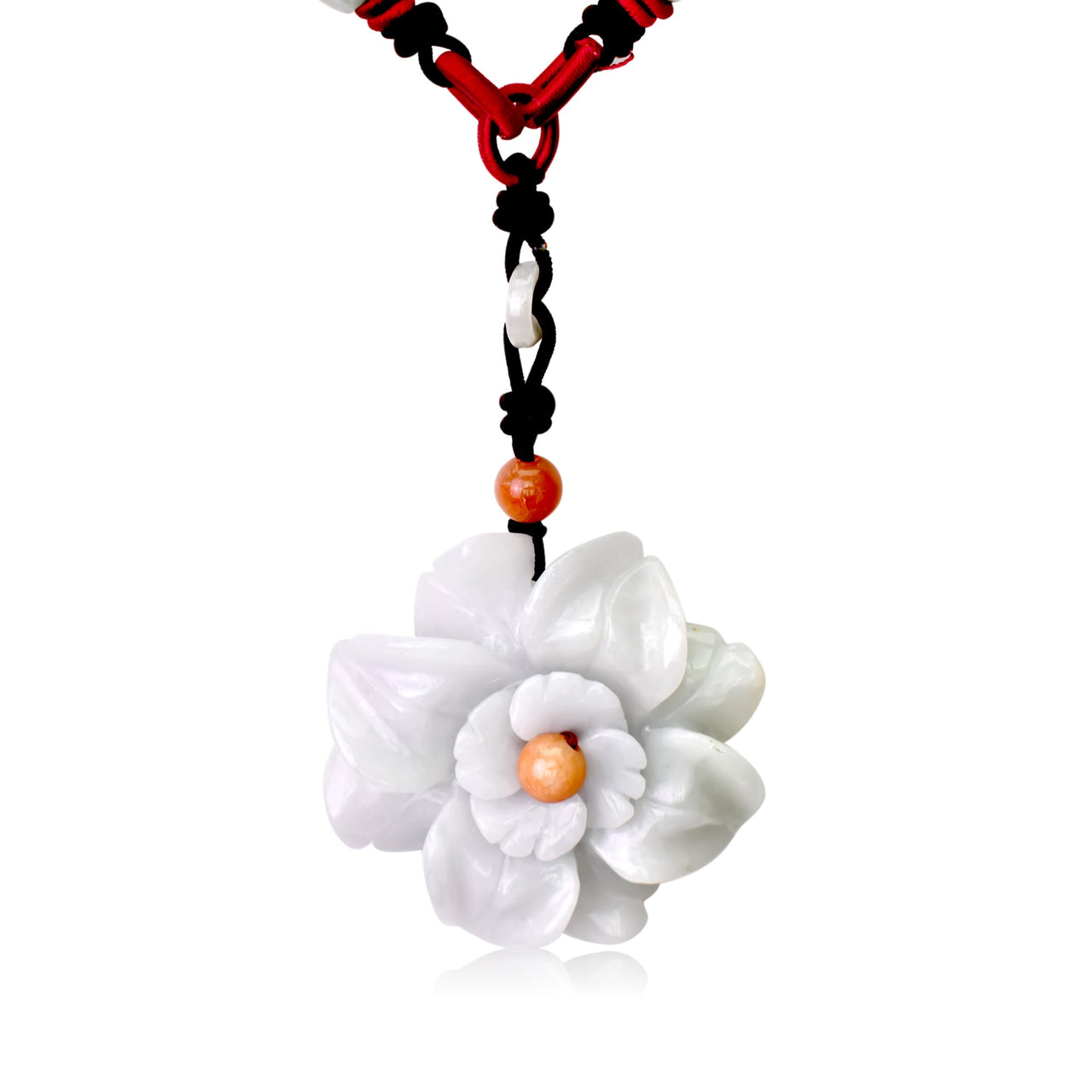 Eustoma White a Chunky Jade Necklace Gift to Celebrate a Radiant Birthday or Valentine‘s Day To Inspire Joy and Peace