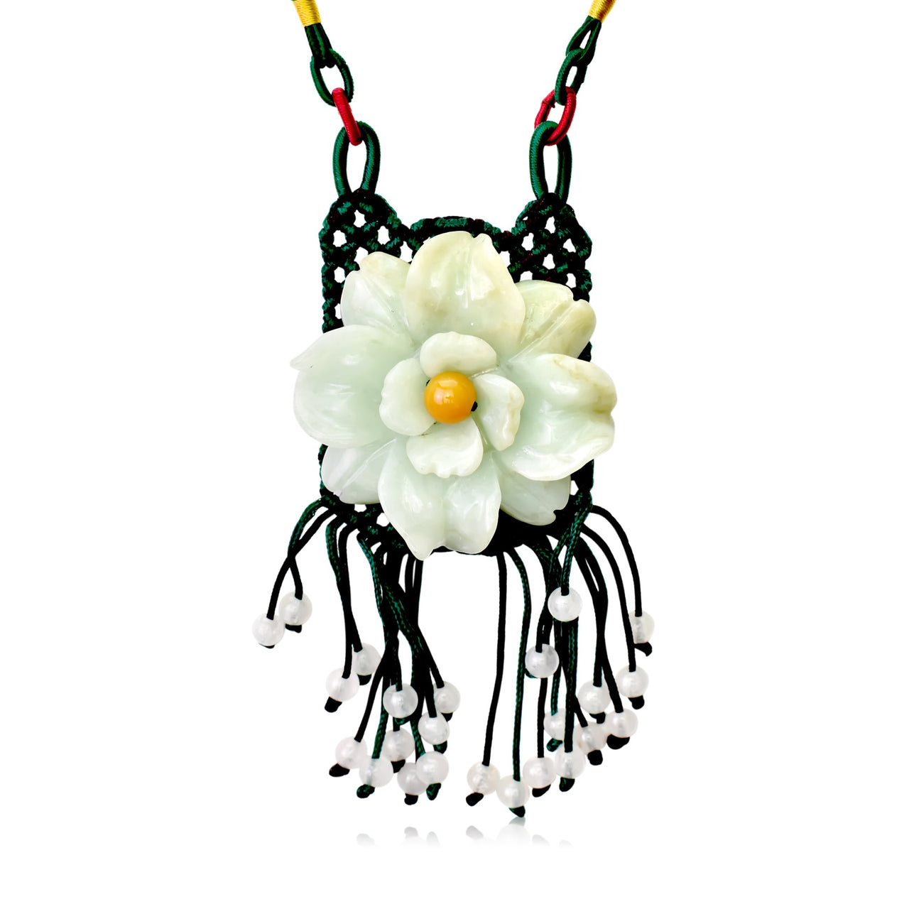 Eustoma flower a handmade jade necklace for heartfelt birthday gift for wishes of peace, luck, and long life