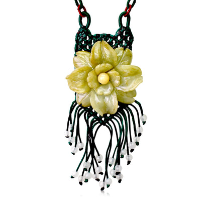 Eustoma flower vintage floral necklace jade gift bringing good luck and emotional harmony