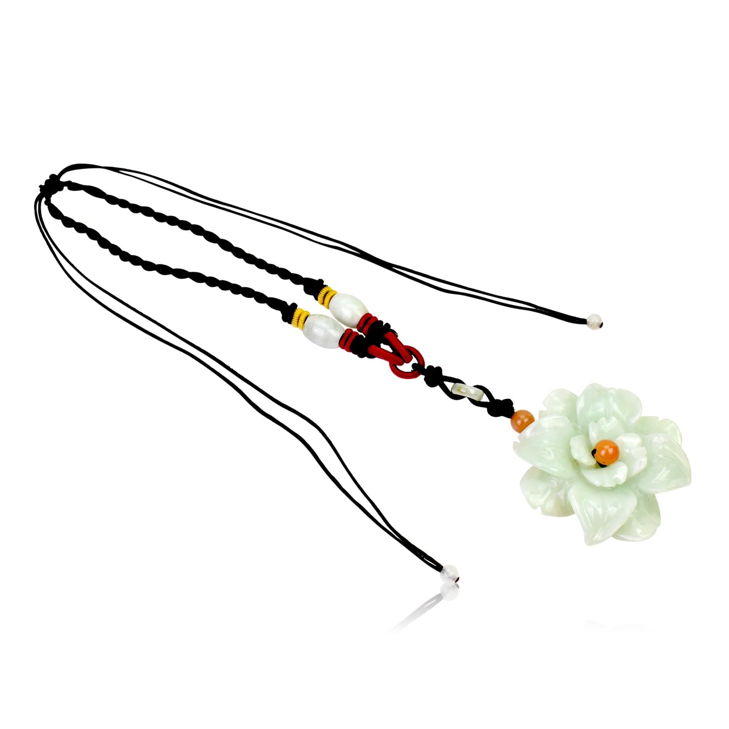 Eustoma white chunky jade necklace  for women radiant birthday or Valentine’s Day gift to inspire joy and love
