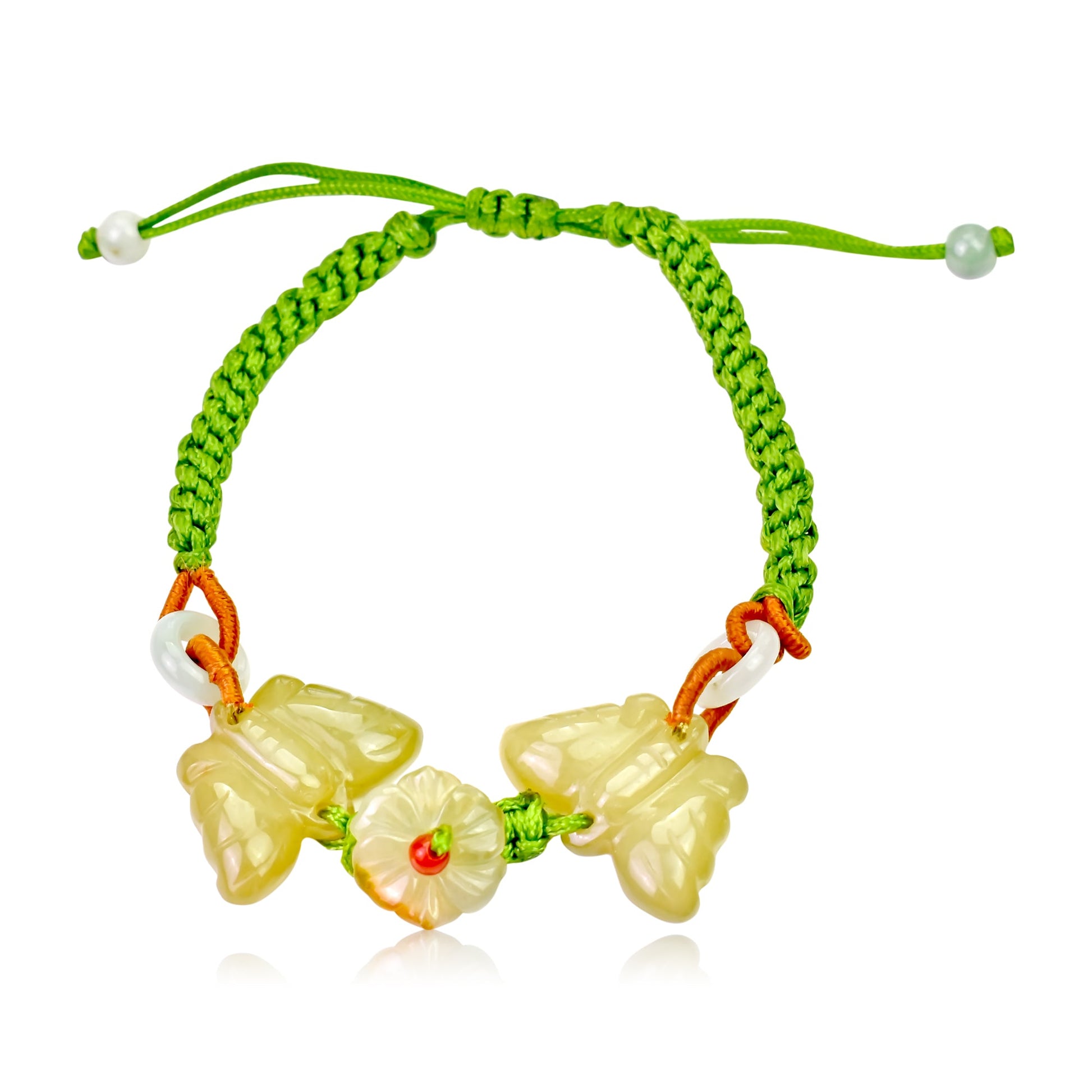 Exquisite charm bracelet with yellow jade butterfly for a sentimental gift