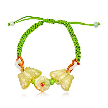 Exquisite charm bracelet with yellow jade butterfly for a sentimental gift