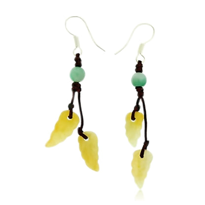 Fall Leaf Earrings in Jade Earrings Leaf for Women Leaf Drop Earrings Anniversary Gift For Renewal