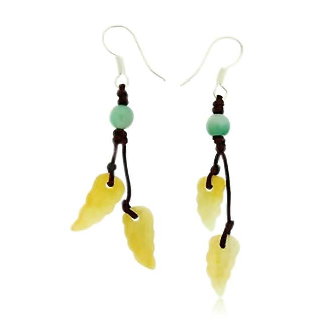 Fall Leaf Earrings in Jade Earrings Leaf for Women Leaf Drop Earrings Anniversary Gift a Symbol of Renewal, Resilience, and Natural Grace