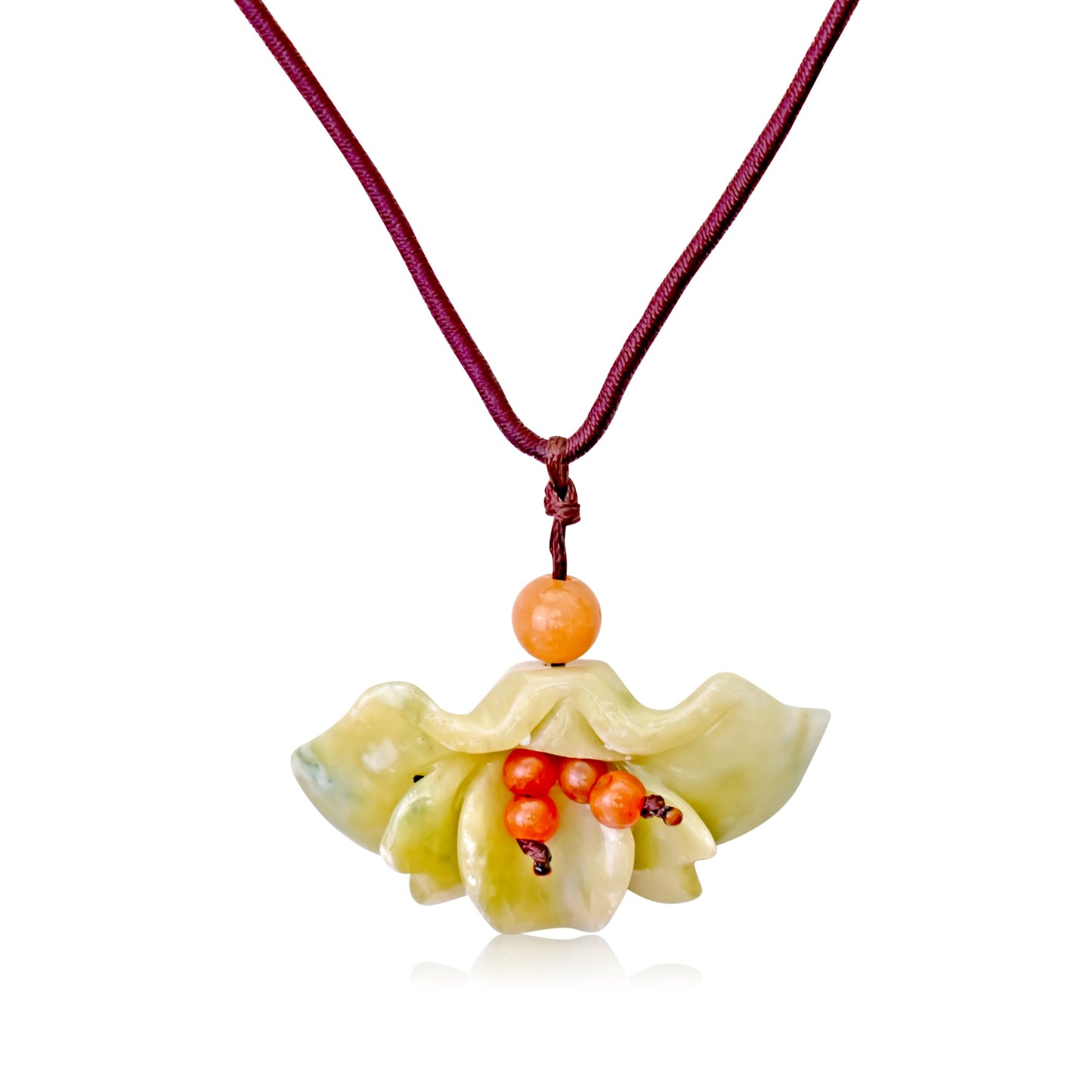 Fan Flower Women’s Jade Necklace for Anniversary Necklace Flower 