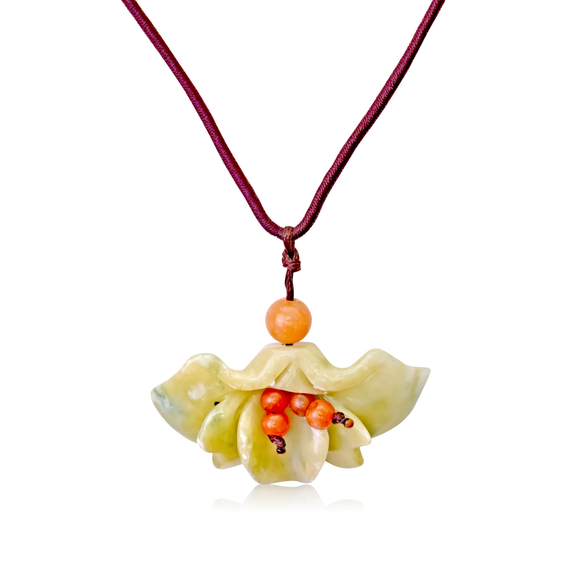 Fan Flower Women’s Jade Necklace for Anniversary Necklace Flower 