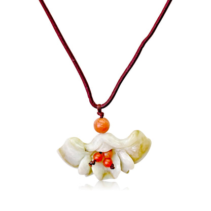 Fan Flower for Anniversary Necklace Flower a Sparkling Floral Charm Gift Offering Protection, Happiness, and Long Life 