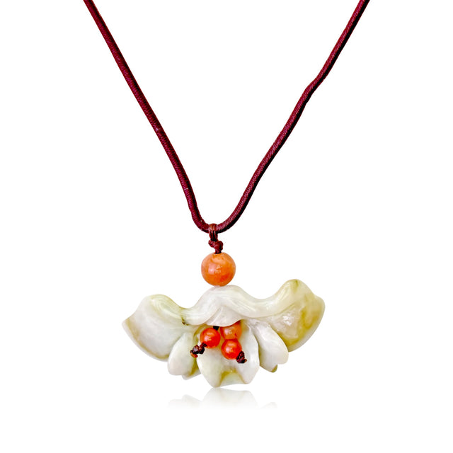 Fan Flower for Anniversary Necklace Flower a Sparkling Floral Charm Gift Offering Protection, Happiness, and Long Life 