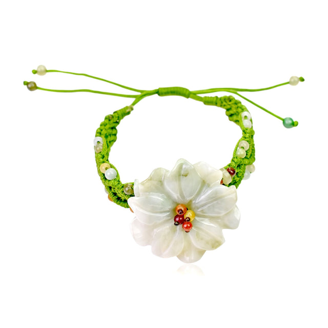 Female bracelet for women featuring green sea anemone an elegant handmade jade jewelry for holidays