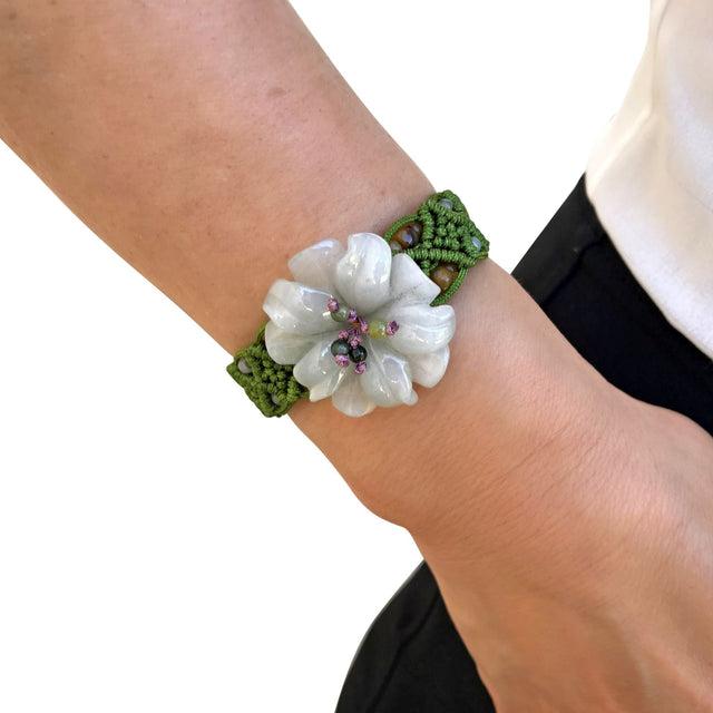 Female bracelet for women with jade and green sea anemone a meaningful gift for daily balance