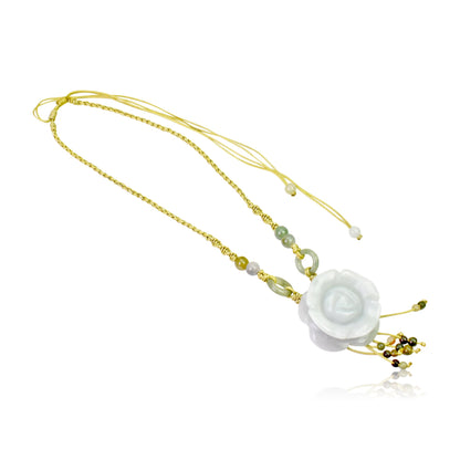 Feminine women’s flower necklace rose and pendant for the one who lights up your life