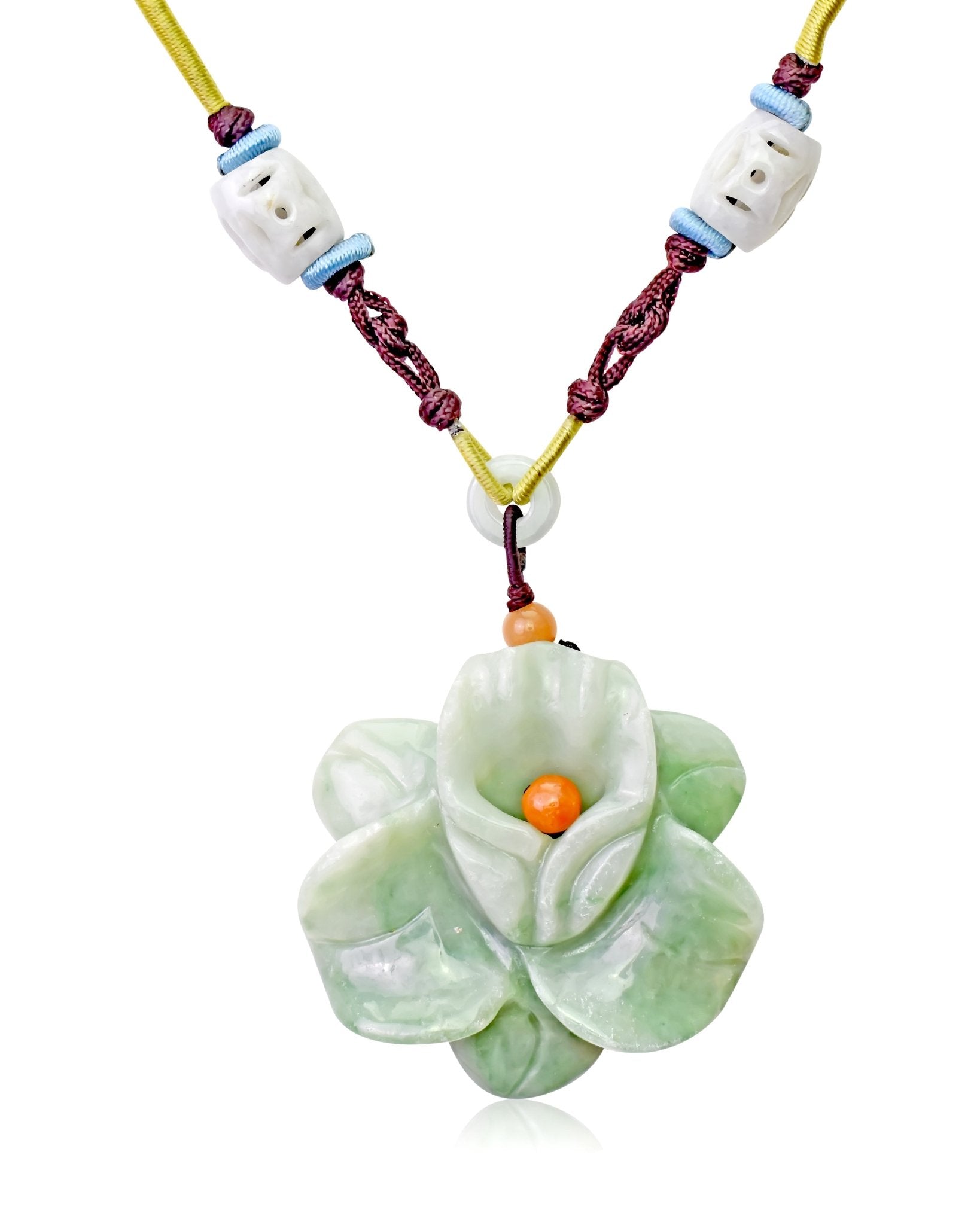 Floral-Inspired Jade Flower Necklace for Women February Birth Flower Necklace for Birthday Surprise with Orchid Pendant