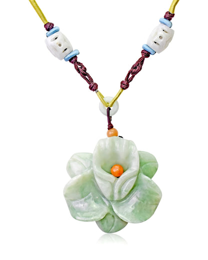 Floral-Inspired Jade Flower Necklace for Women February Birth Flower Necklace for Birthday Surprise with Orchid Pendant