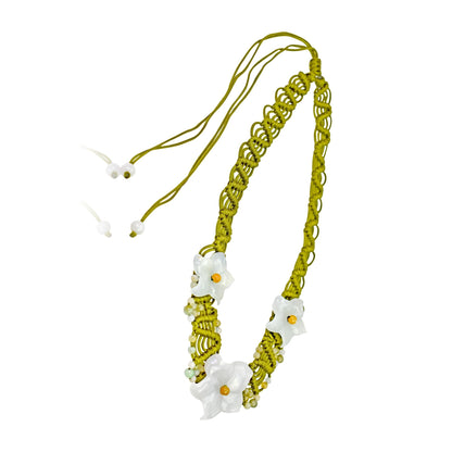 Floral choker necklace for her with columbine flower white design an elegant Valentine’s gift symbolizing love and long life