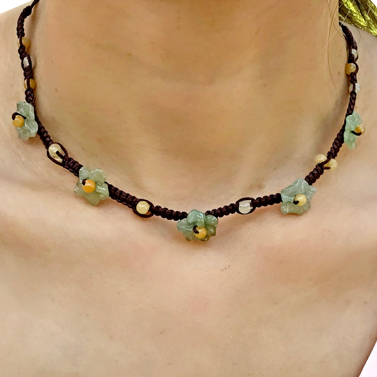 Floral gemstone necklace for women  inspired by pimpernel flower the magical gift of lasting love