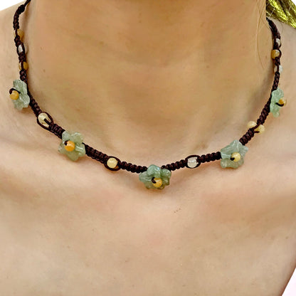 Floral gemstone necklace for women  inspired by pimpernel flower the magical gift of lasting love