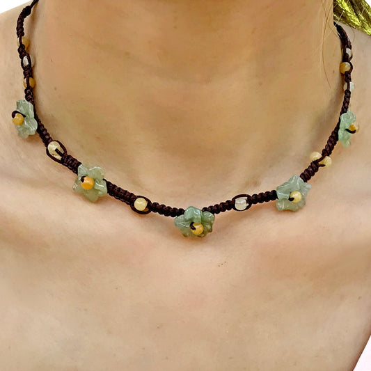 Floral gemstone necklace for women  inspired by pimpernel flower the magical gift of lasting love
