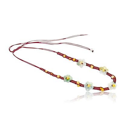 Flower Chain Necklace a Pimpernel Flower Embody the Beauty of Jade Choker for Women 