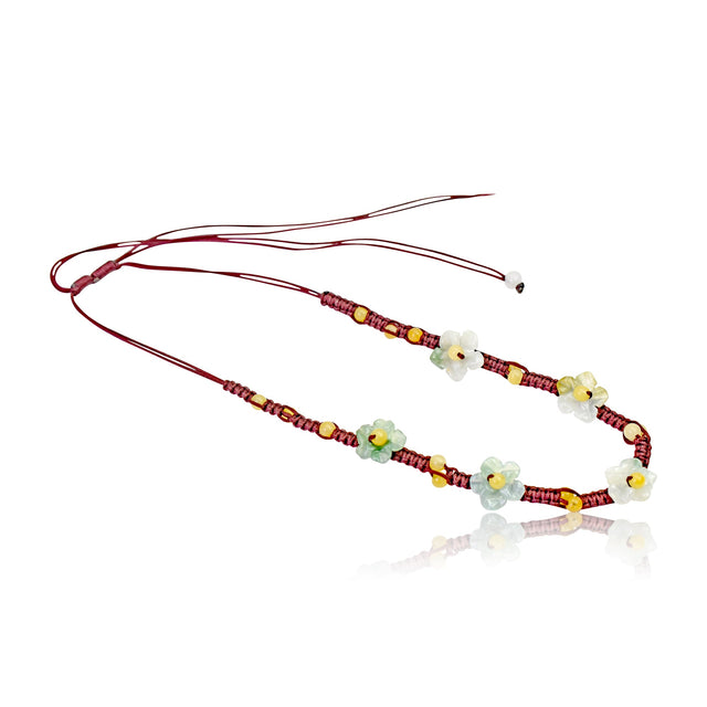 Flower Chain Necklace a Pimpernel Flower Embody the Beauty of Jade Choker for Women 