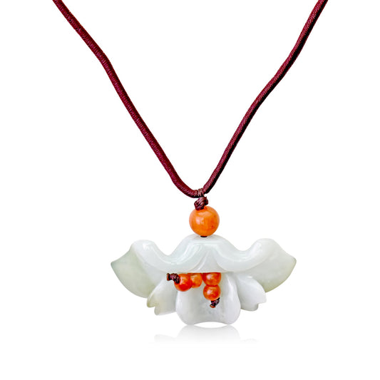 Flower Fan a Green Jade Necklace for Joy and Happiness an Uplifting Gift Idea for Mother's Day 