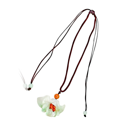 Flower fan a green jade necklace a handmade jade gift crafted to inspire joy, resilience, and love