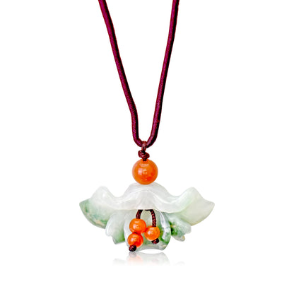 Flower fan jade jewelry for women a  sparkling floral charm gift offering protection, happiness, and long life