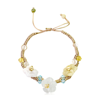 Flower pimpernel a real flower bracelet inspired by jade’s power s of good fortune and inner peace Valentine's Day Gift