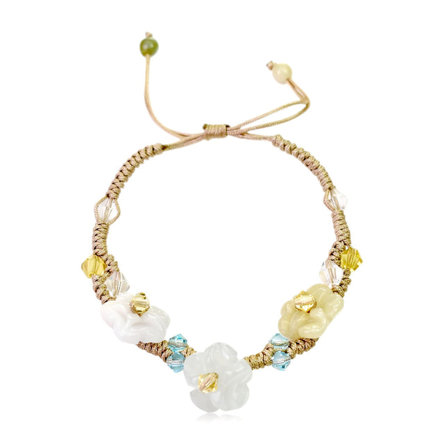 Flower pimpernel a real flower bracelet inspired by jade’s powers of good fortune and inner peace an unforgettable gift for friends or Valentine's Day