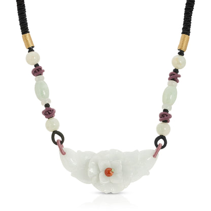 Fortune flower with real jade a jade pendant carved for women symbolizing beauty, protection, and heartfelt birthday gifts