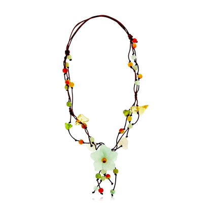 Gemstone Flower Bracelet with Flower Apple Blossom a Multi Colored Semi-Precious Stone Bracelet Gift