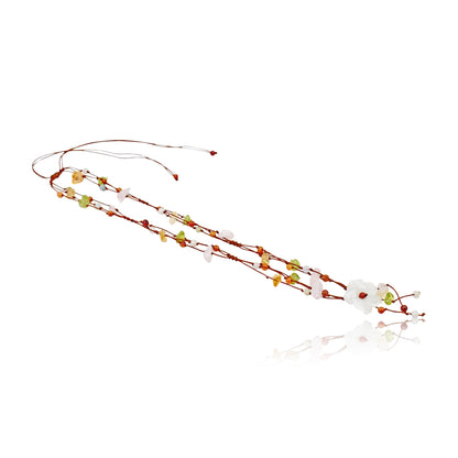 Gemstone  flower necklace with apple blossom a heartwarming birthday gift symbolizing love, sensuality, and fertility