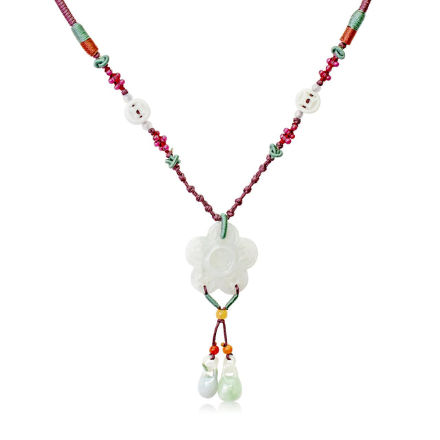 Graceful Queen Anne Lace Flower for Women Floral Statement Necklace for Wife 