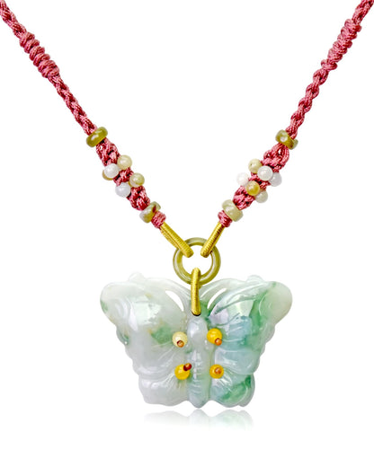 Graceful jade butterfly pendant in yellow jade necklace for sophistication and positive energy