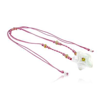 Graceful handmade jewelry jade pendant symbolizing love and new beginnings with aster flower pendant