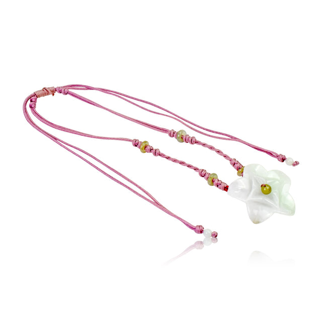 Graceful handmade jewelry jade pendant symbolizing love and new beginnings with aster flower pendant