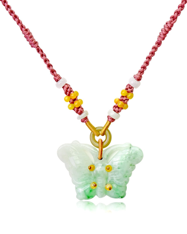 Graceful jade butterfly necklace  jade pendant for prosperity and new beginnings