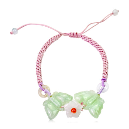 Green Jade Butterfly Bracelet for Women Birthday 