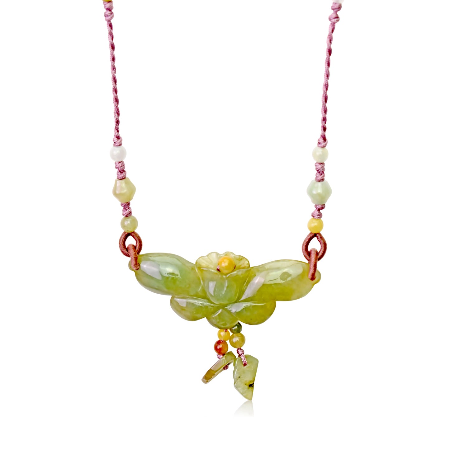 Green Jade Necklace Whimsical orchid butterfly necklace charm for women’s gifts