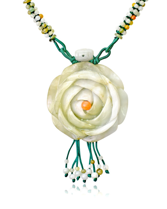 Green jade necklace artisan beaded rose necklace for meaningful gifting moments