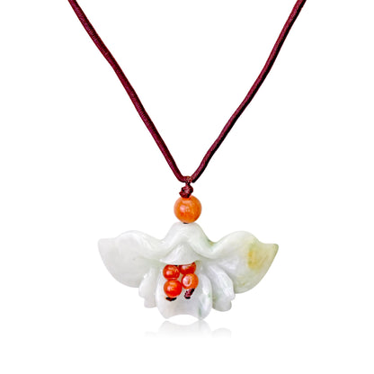 Green jade necklace flower fan a thoughtful jewelry gift to inspire love, serenity, and longevity


