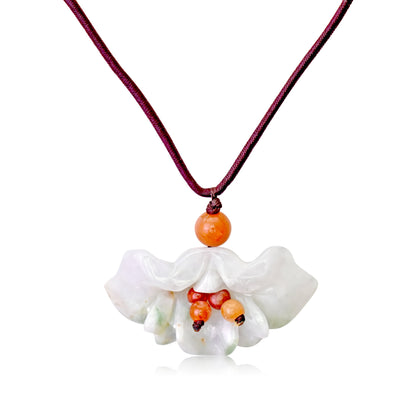 Green jade necklace flower fan for women a meaningful, lasting gift for Mother's Day or Valentine’s Day

