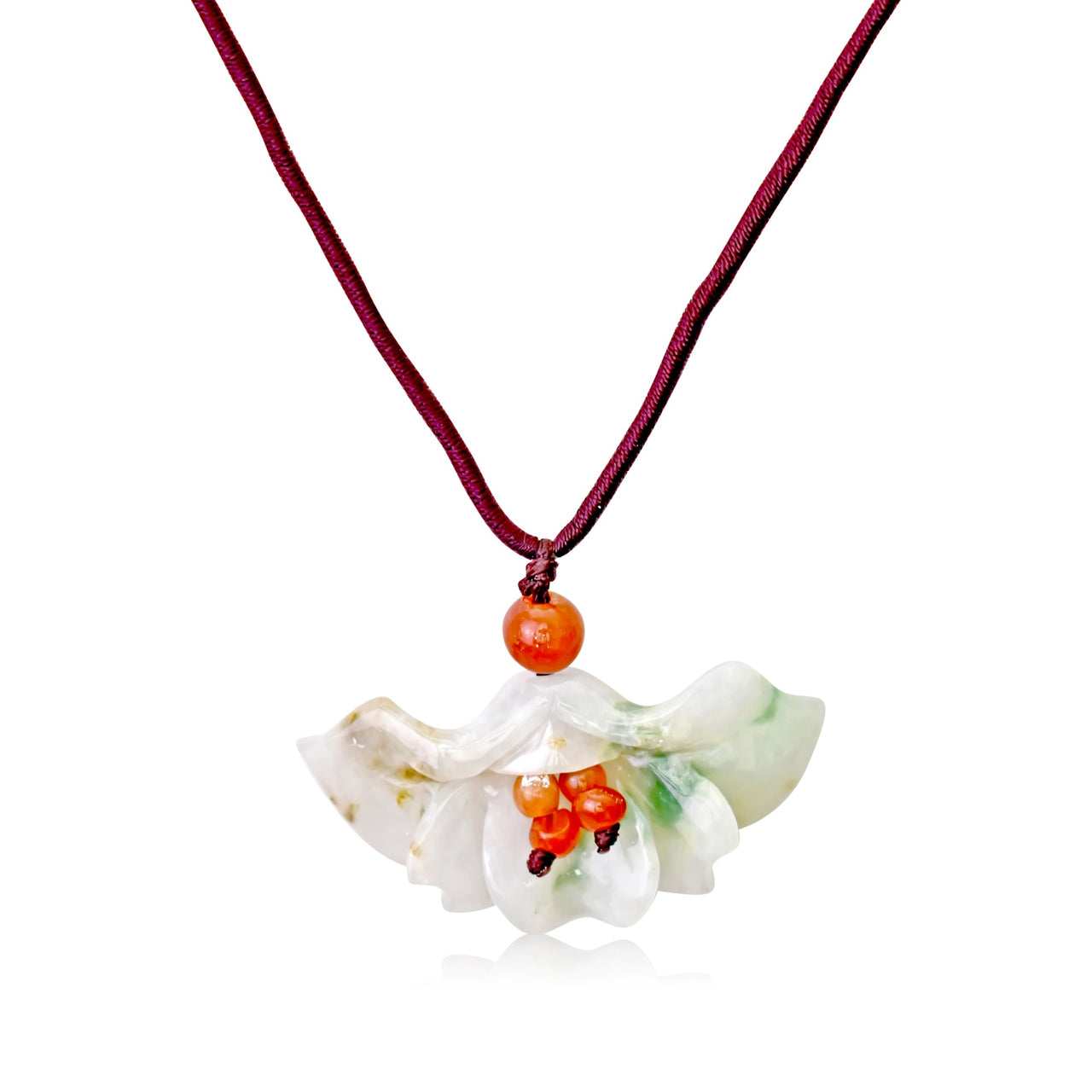 Green jade necklace flower fan the perfect good luck charm gift for birthdays, holidays, and beyond
