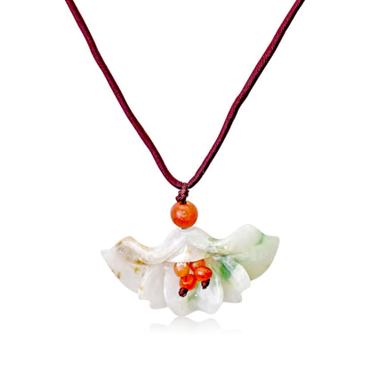 Green jade necklace flower fan the perfect good luck charm gift for birthdays, holidays, and beyond