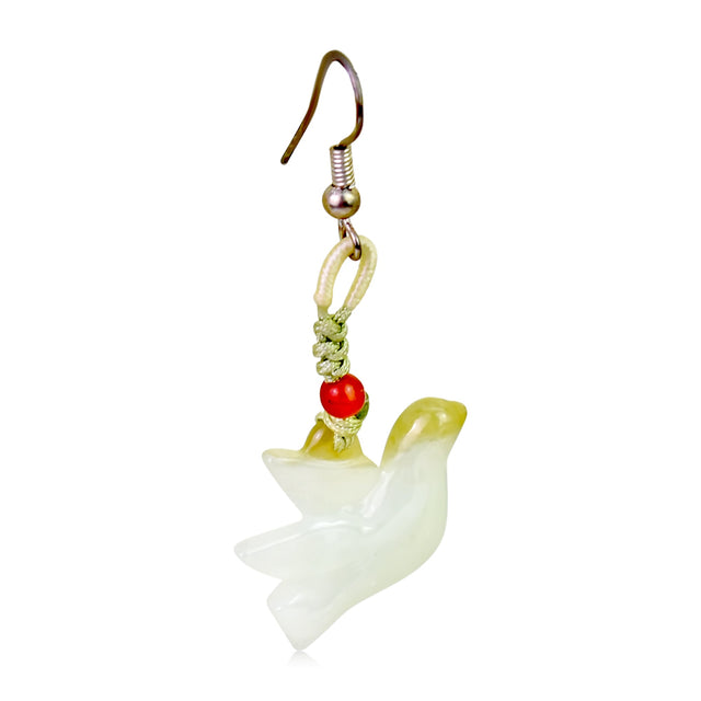Handcrafted Bird Earrings with Jade Bird Dangle Earrings for Women Bird Jewelry Mother’s Day or Valentine’s Day Gift