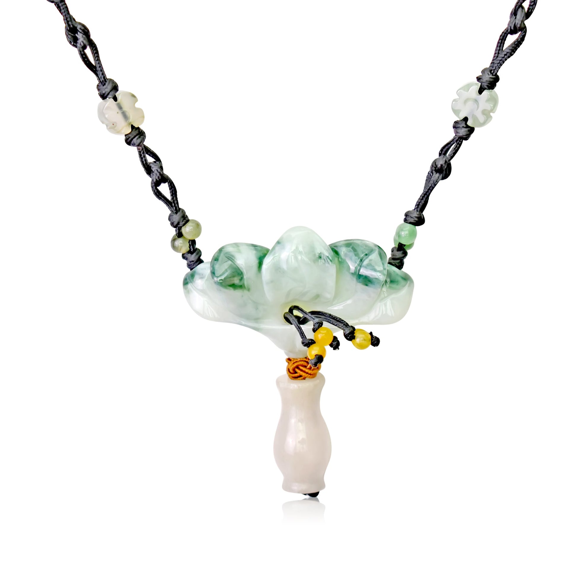 Handcrafted Jade Necklace Featuring Peacock in Flowers A Necklace for Friends or Women on Holidays